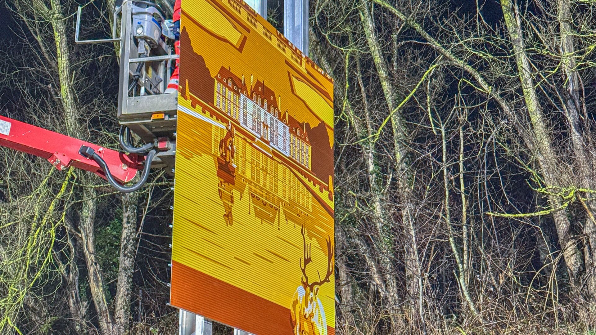 Installation panneau animation Vallée de Chevreuse A10