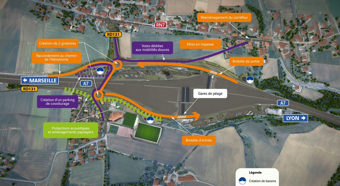 Demi-échangeur Vienne Sud A7 aménagements 