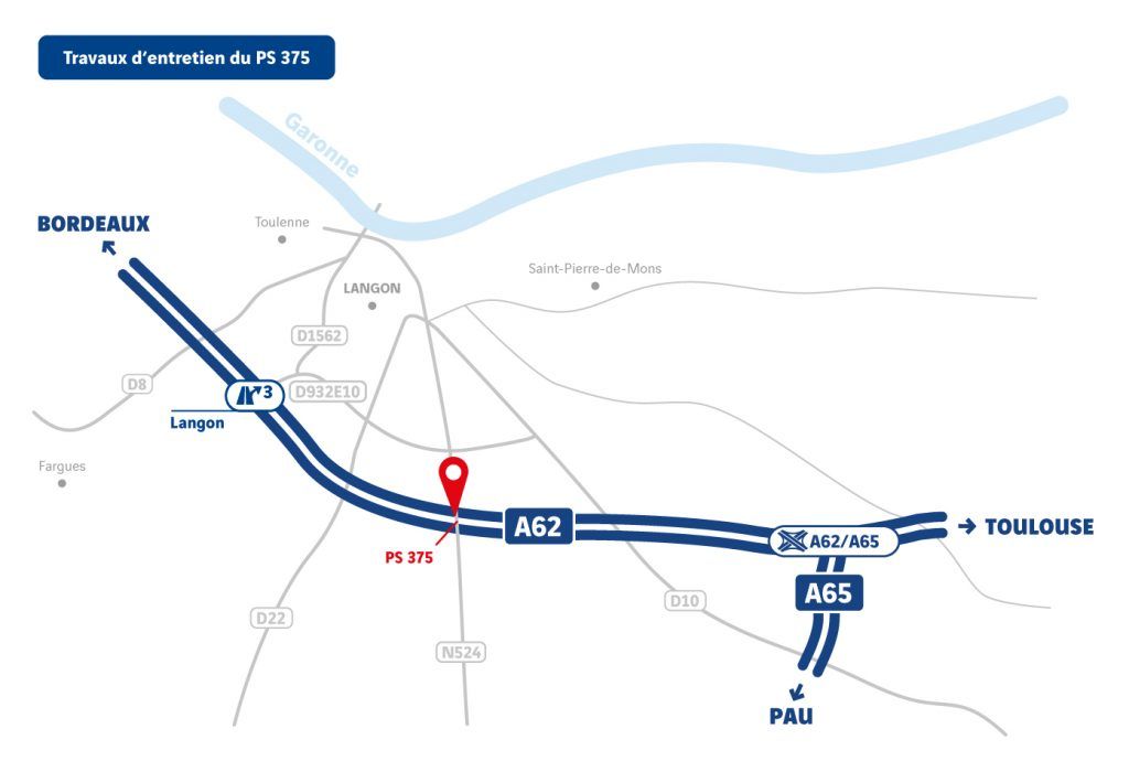 A62- carte des travaux du PS 375