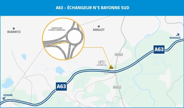 A63-schéma de l'échangeur n°5 Bayonne sud