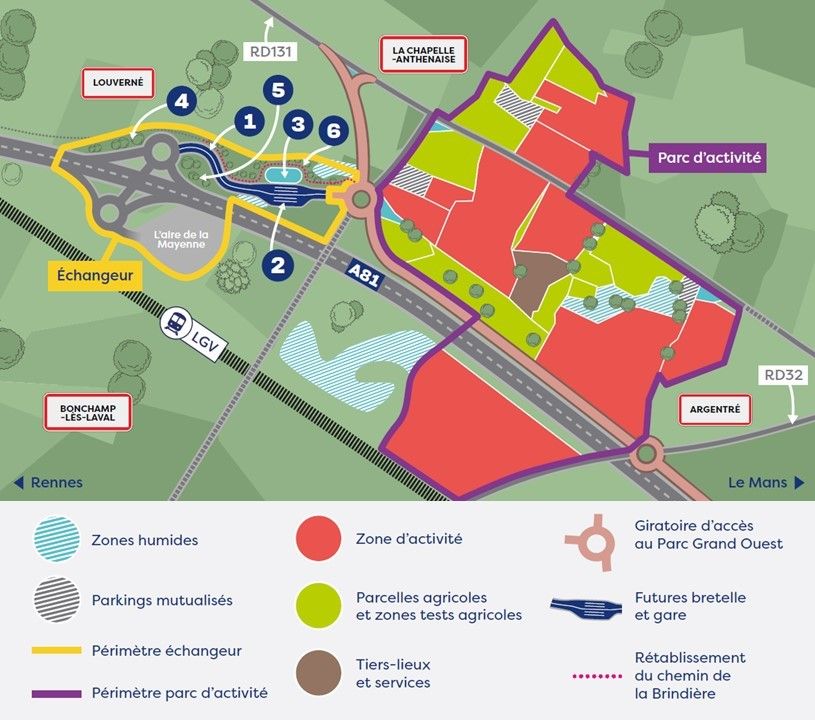 Parc et échangeur Grand Ouest (A81) : schéma