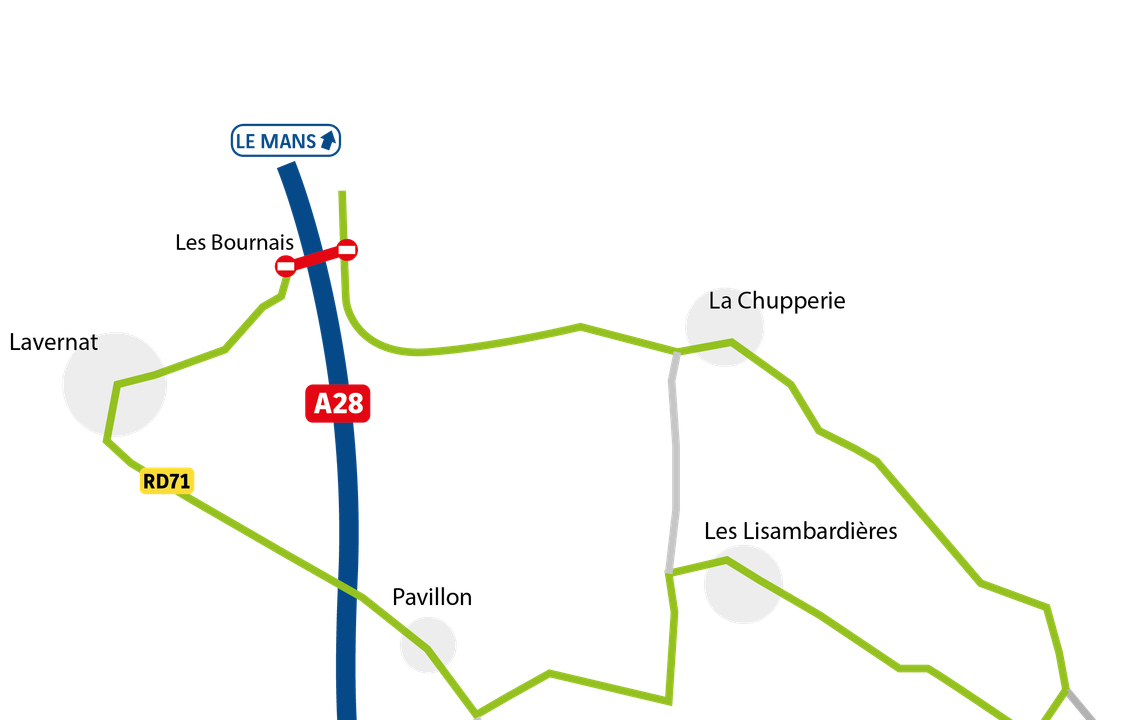 schéma déviation A28 Lavernat
