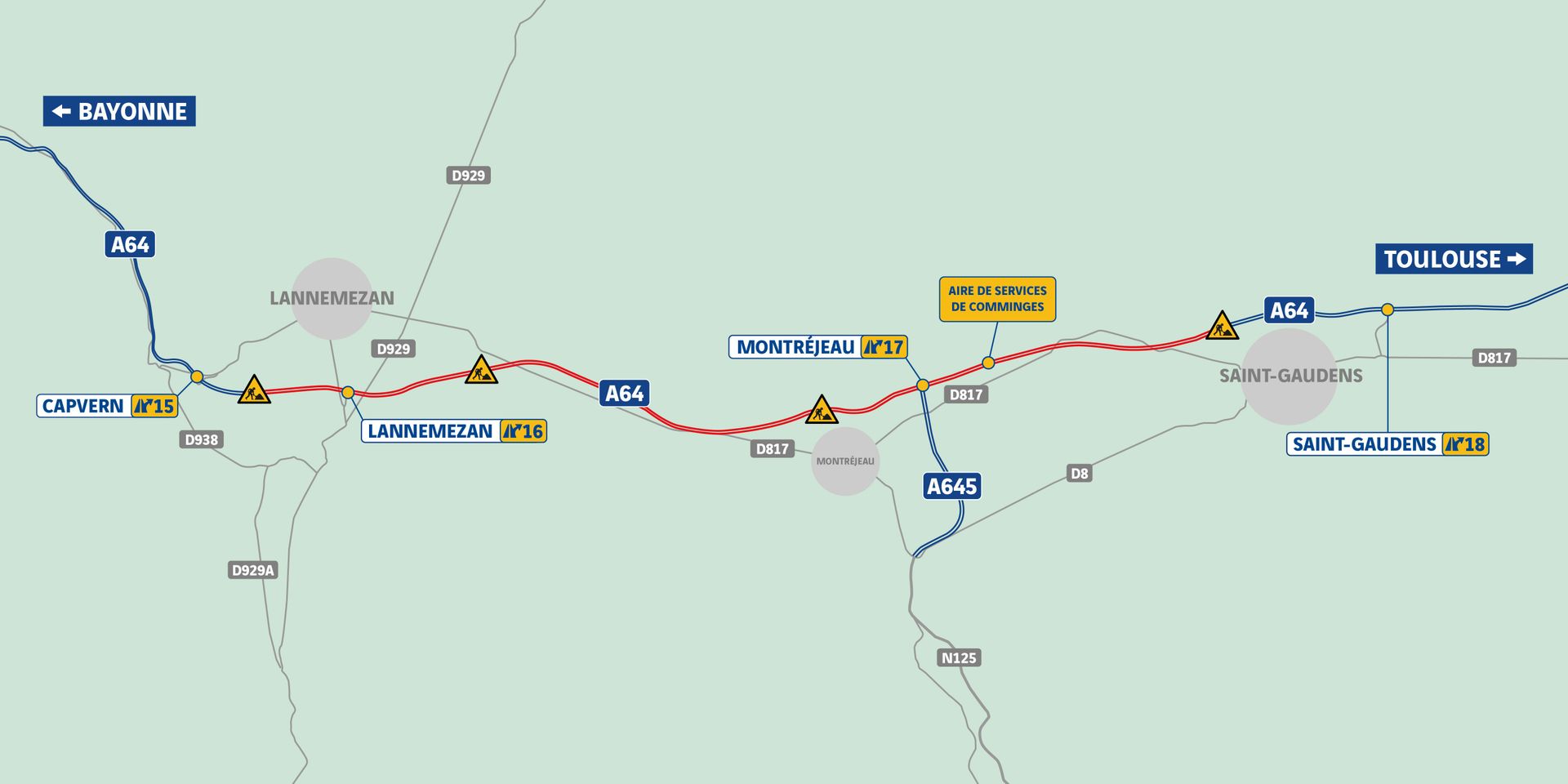 A64_carte_Lannemezan_StGaudens