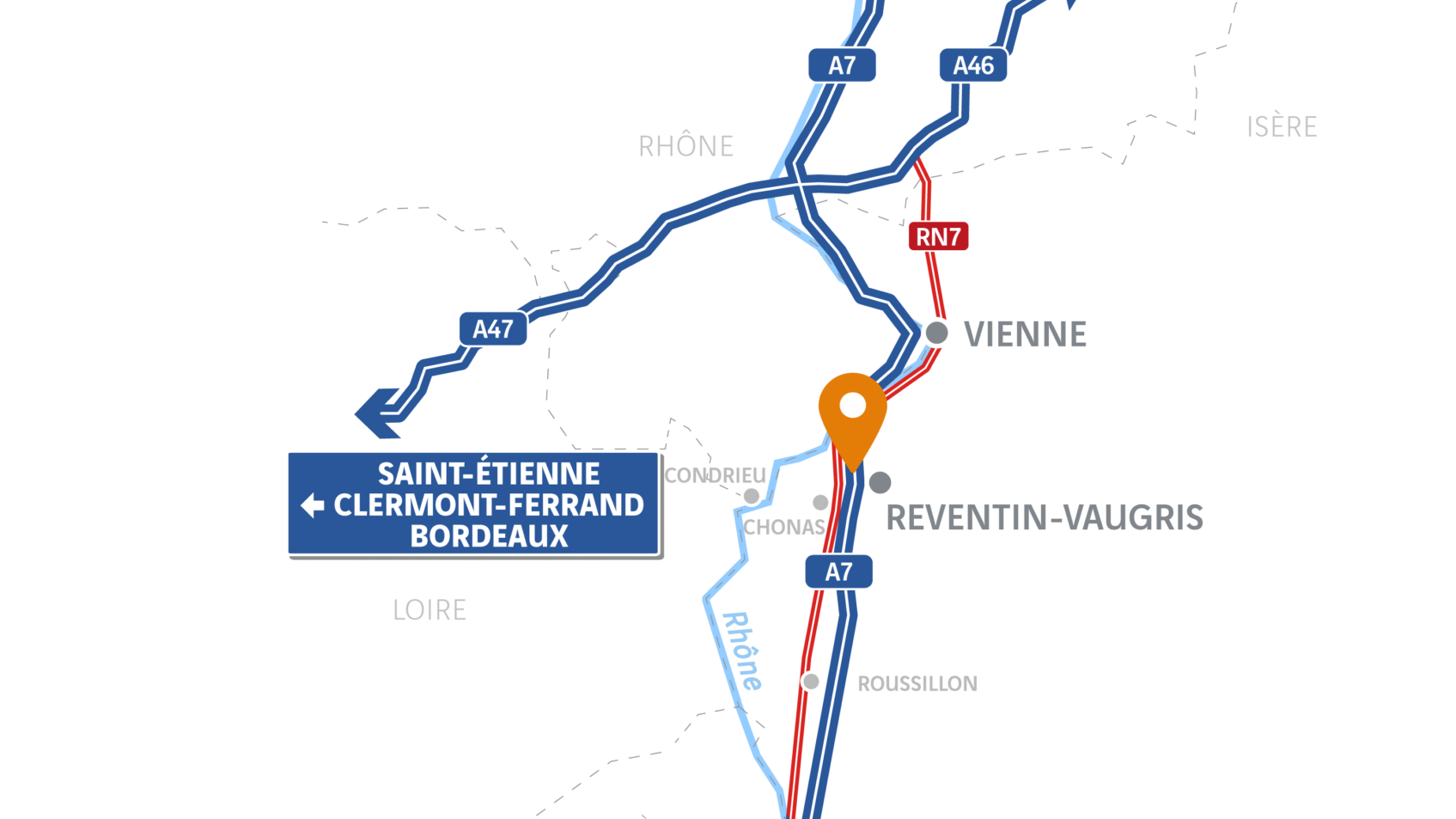 Zoom situation futur demi-échangeur de Vienne Sud