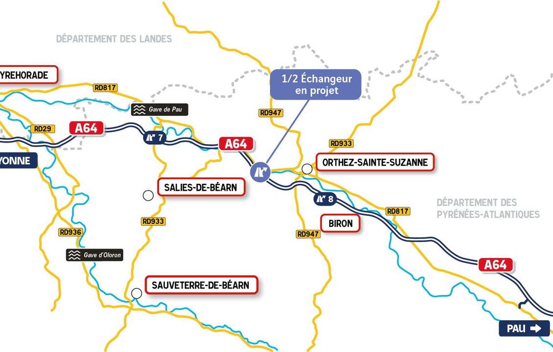 A64 schéma de situation de l'échangeur La Virginie