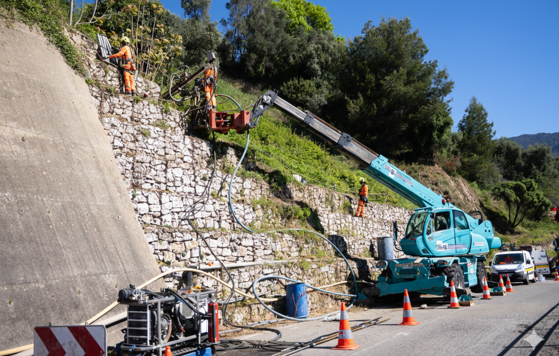 Photo renforcement mur soutènement