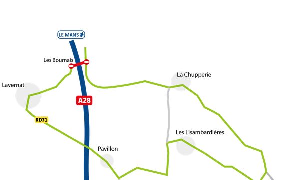 schéma déviation A28 Lavernat