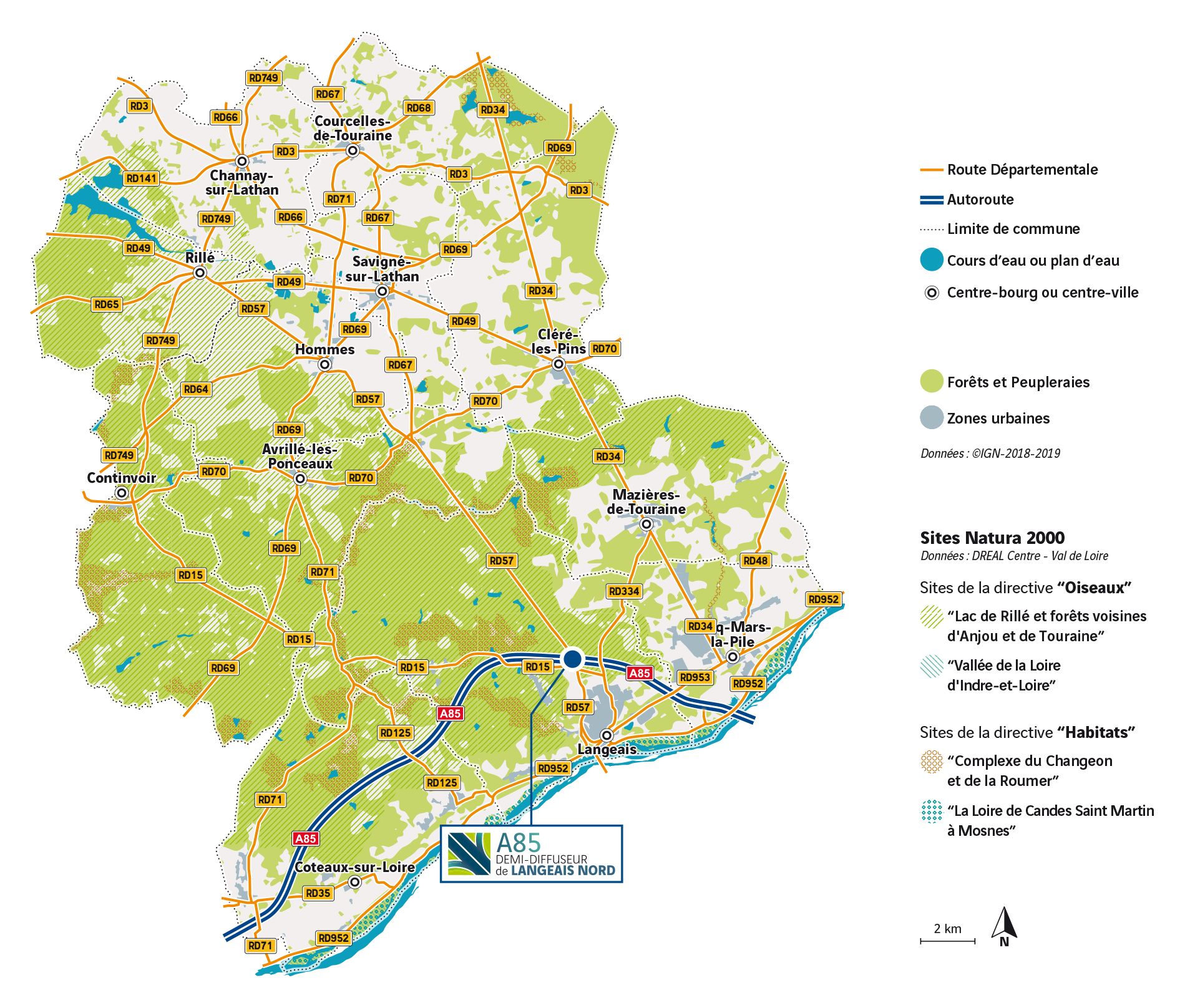 Demi-diffuseur de Langeais Nord : carte de présentation du territoire