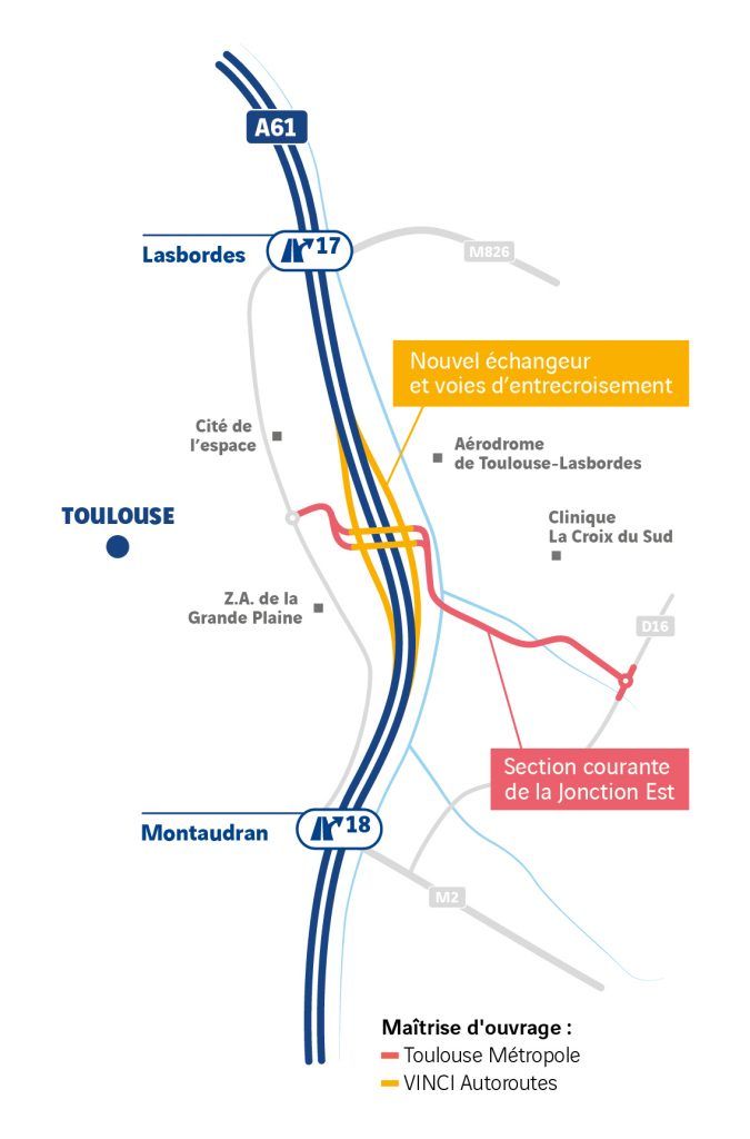 A61-carte des travaux échangeur jonction est