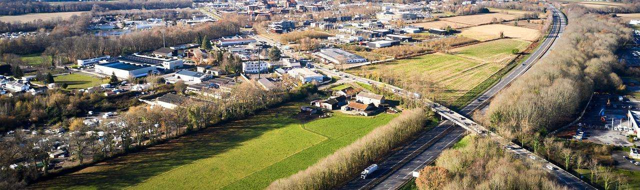 Vue aérienne du futur échangeur Pau-Morlaas sur l'A64