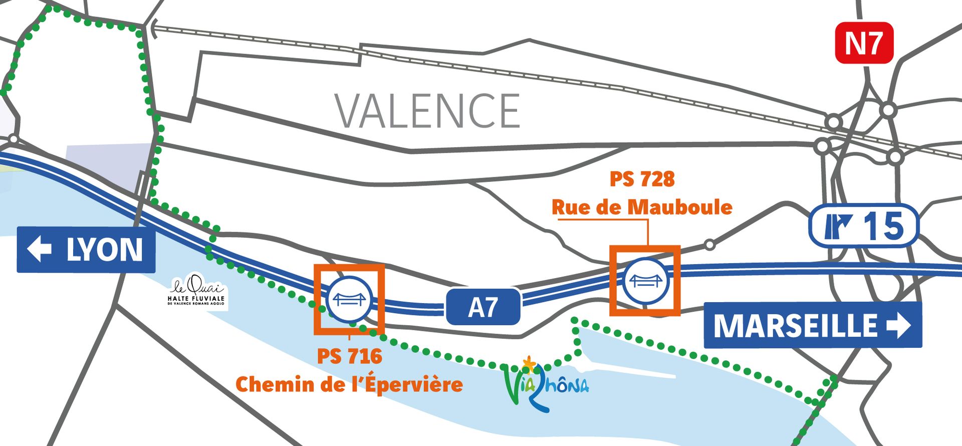 plan de situation de l'A7 dans la traversée de Valence