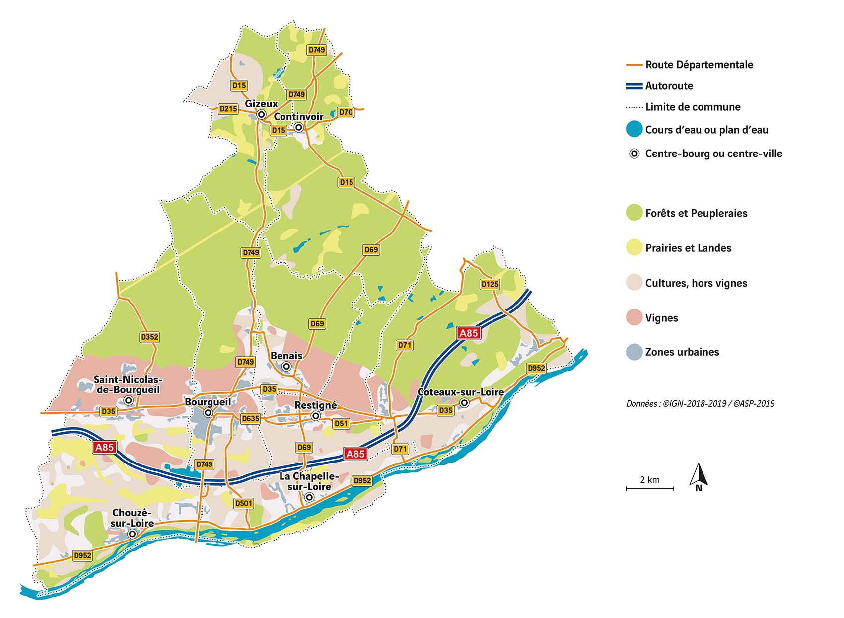 Demi-diffuseur de Coteaux-sur-Loire (A85) carte territoire 1