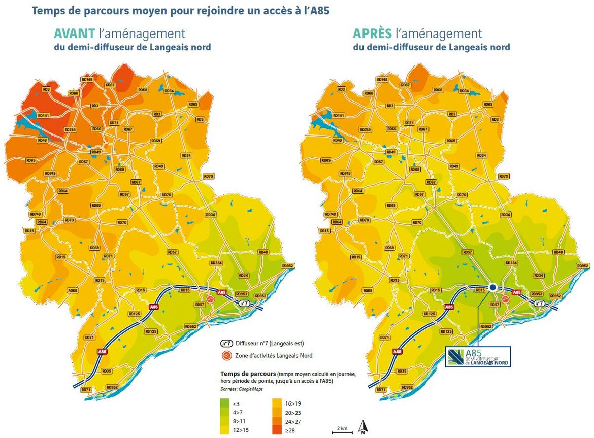 Demi-diffuseur de Langeais Nord : temps de parcours