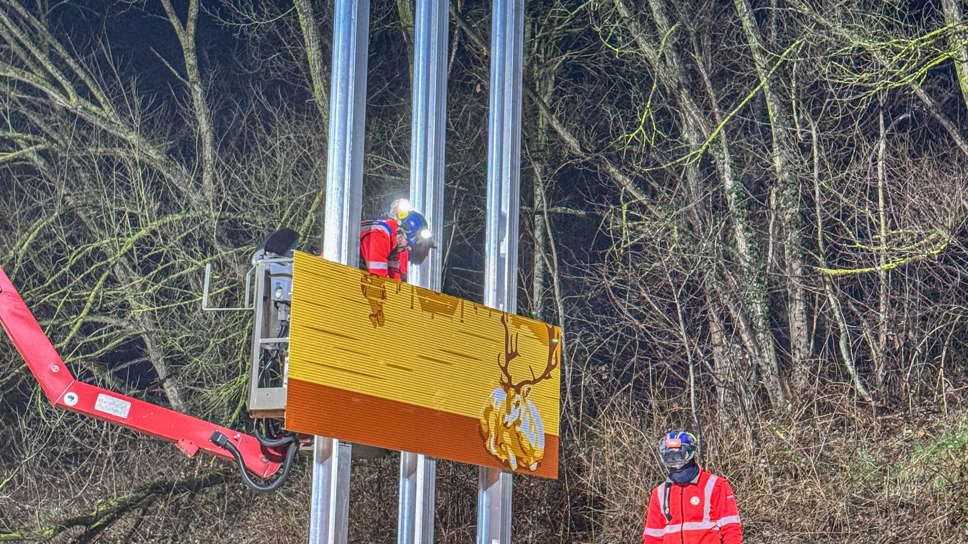 Installation panneau animation Vallée de Chevreuse A10