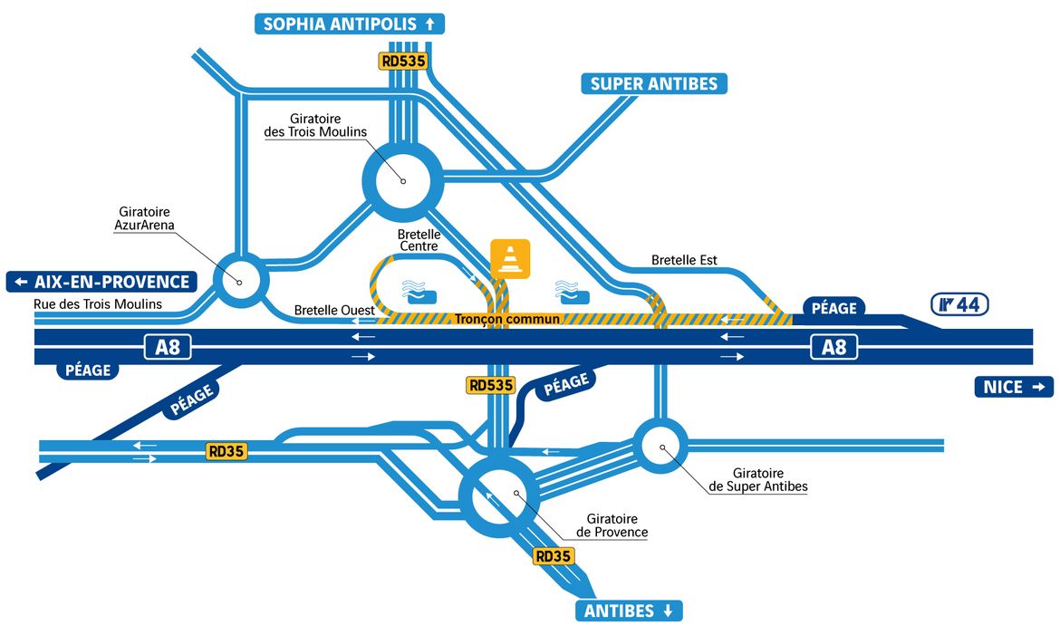 A8 - Échangeur Antibes Est - carte de situation