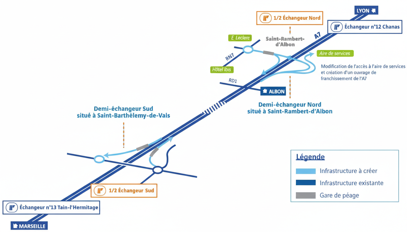 A7 Echangeur Drômardeche - plan demi-échangeur
