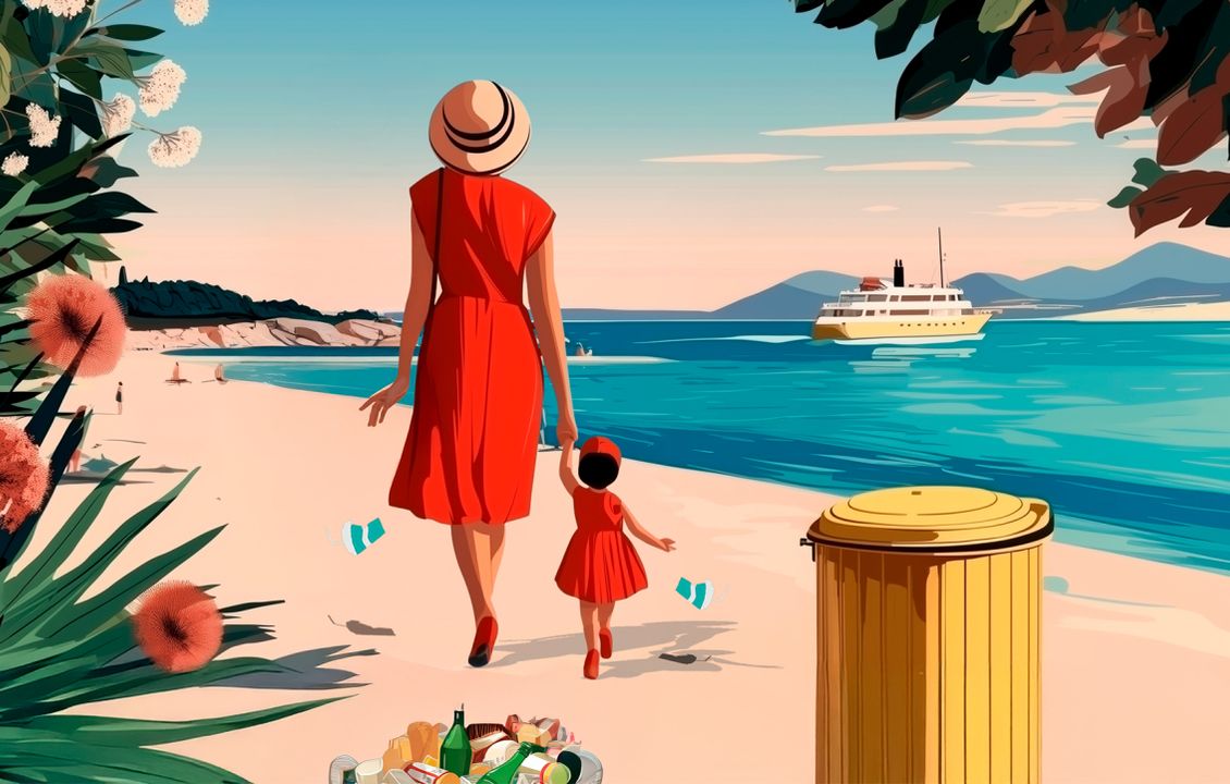 Parents et enfants comportement déchets