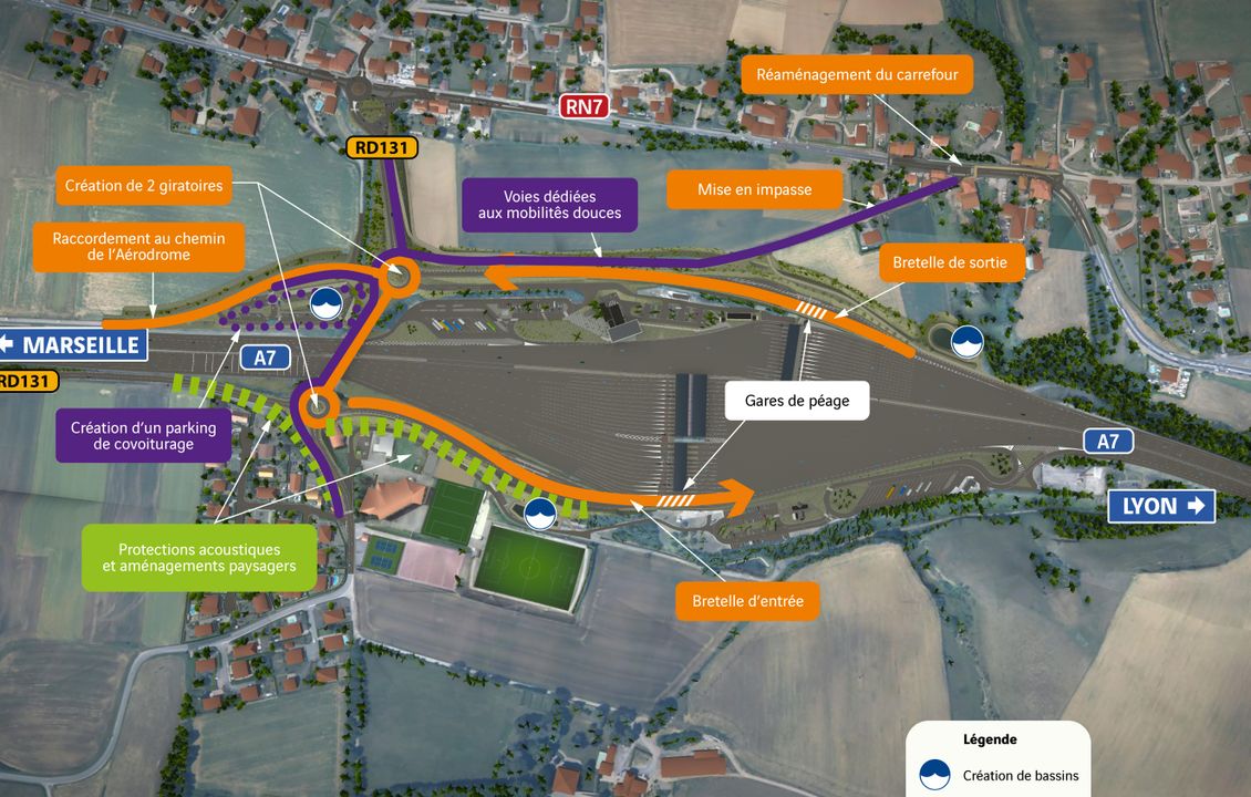 Demi-échangeur Vienne Sud A7 aménagements