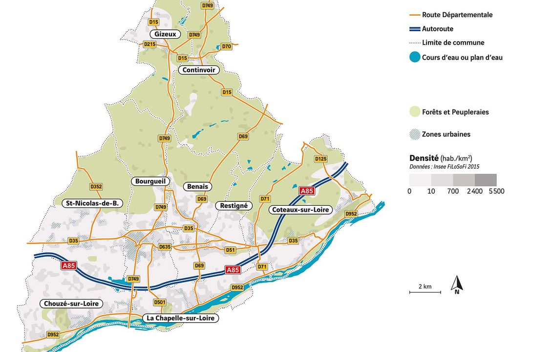 Demi-diffuseur de Coteaux-sur-Loire (A85) carte territoire 2