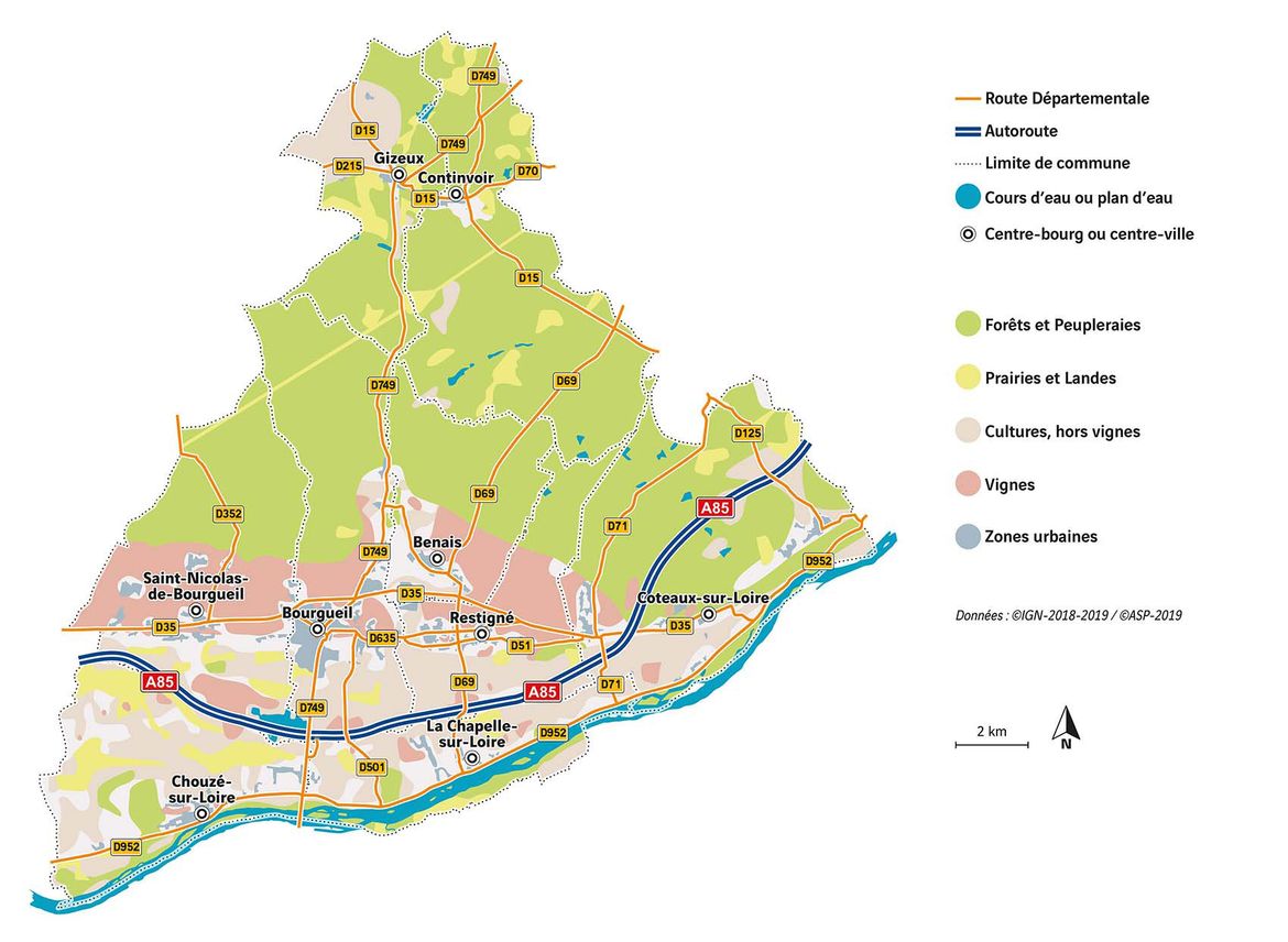 Demi-diffuseur de Coteaux-sur-Loire (A85) carte territoire 1